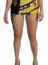 Dolce & Gabbana Yellow Black Cotton Jewelled Hot Pants Shorts Dolce & Gabbana