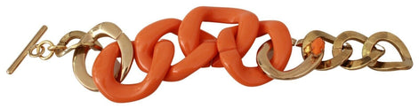 Ermanno Scervino Gold Orange Chain Wide Brass Plastic Bracelet Ermanno Scervino