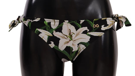 Dolce & Gabbana Bikini Bottom Black Lily Print Swimsuit Swimwear Dolce & Gabbana