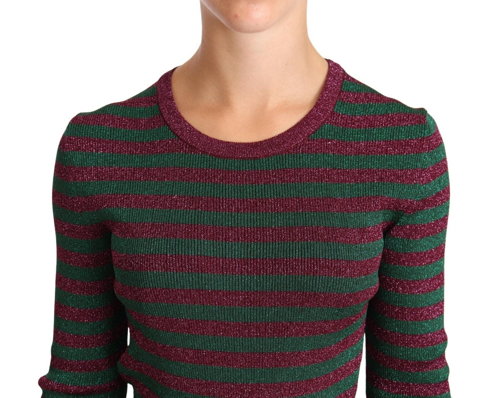 Dolce & Gabbana Multicolor Striped Crew Neck Pullover Sweater Dolce & Gabbana