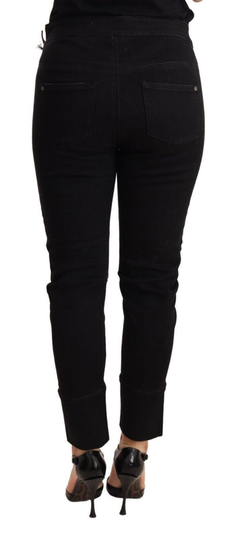 Ermanno Scervino Black Low Waist Skinny Slim Trouser Cotton  Jeans Ermanno Scervino