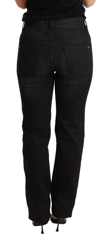 Ermanno Scervino Black Washed Straight Denim Trouser Cotton Jeans Ermanno Scervino