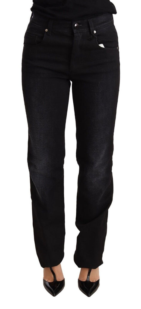 Ermanno Scervino Black Washed Straight Denim Trouser Cotton Jeans Ermanno Scervino