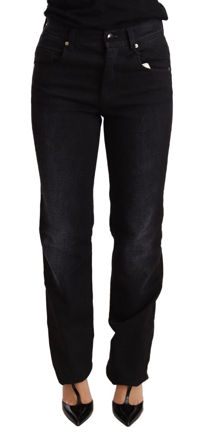 Ermanno Scervino Black Washed Straight Denim Trouser Cotton Jeans Ermanno Scervino