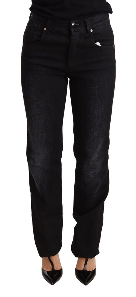 Ermanno Scervino Black Washed Straight Denim Trouser Cotton Jeans Ermanno Scervino
