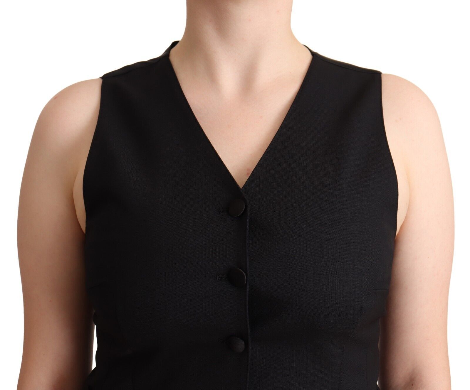 Dolce & Gabbana Black Button Down Sleeveless Viscose Vest Top Dolce & Gabbana