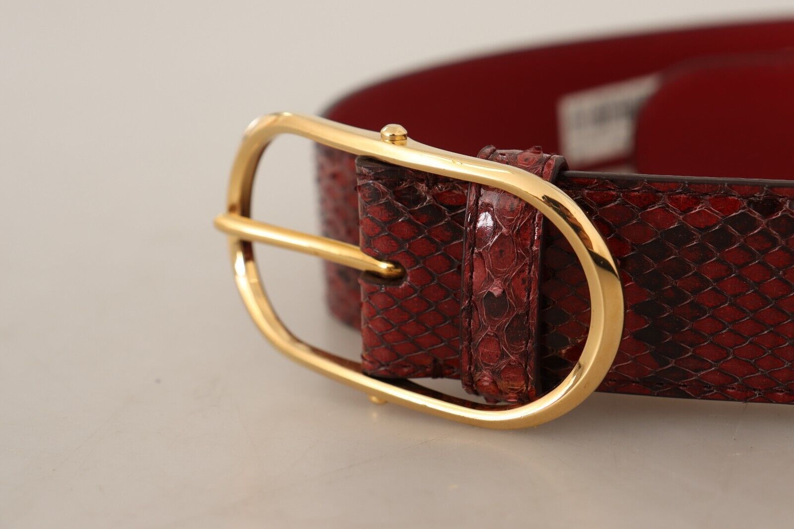 Dolce & Gabbana Red Exotic Leather Gold Oval Buckle Belt Dolce & Gabbana