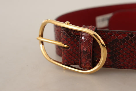 Dolce & Gabbana Red Exotic Leather Gold Oval Buckle Belt Dolce & Gabbana