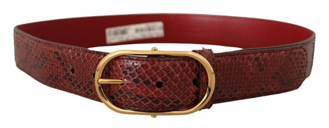 Dolce & Gabbana Red Exotic Leather Gold Oval Buckle Belt Dolce & Gabbana