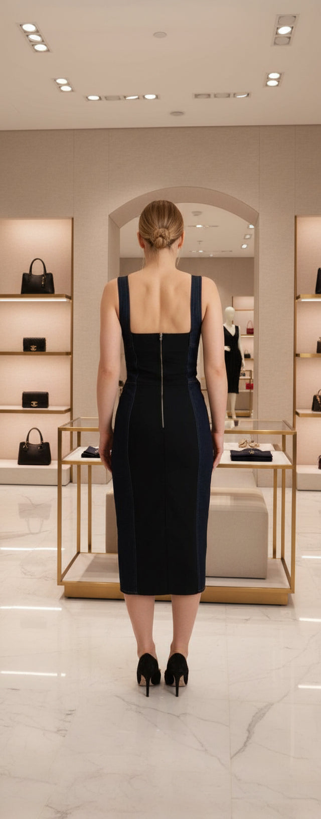 Dolce & Gabbana Dark Blue Cotton Denim Sheath Midi Dress Dolce & Gabbana