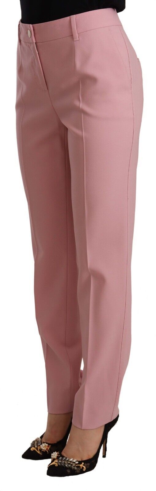 Dolce & Gabbana Pink Wool Stretch High Waist Trouser Pants Dolce & Gabbana