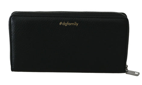 Dolce & Gabbana Black Blue Leather #DGFAMILY Zipper Continental Wallet Dolce & Gabbana