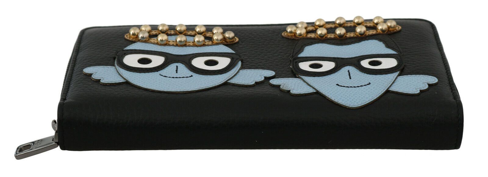 Dolce & Gabbana Black Blue Leather #DGFAMILY Zipper Continental Wallet Dolce & Gabbana