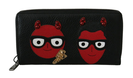 Dolce & Gabbana Black Red Leather #DGFAMILY Zipper Continental Wallet Dolce & Gabbana