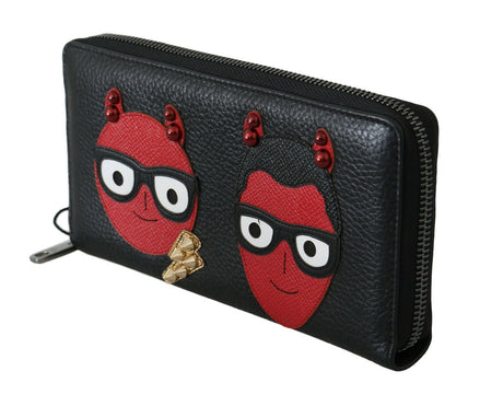 Dolce & Gabbana Black Red Leather #DGFAMILY Zipper Continental Wallet Dolce & Gabbana