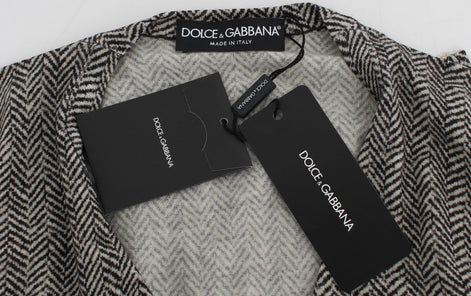 Dolce & Gabbana Black White Wool Top Cardigan Sweater Dolce & Gabbana