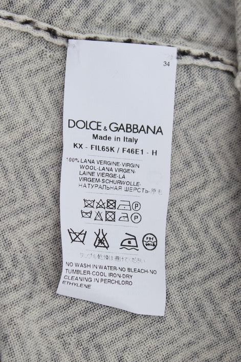 Dolce & Gabbana Black White Wool Top Cardigan Sweater Dolce & Gabbana