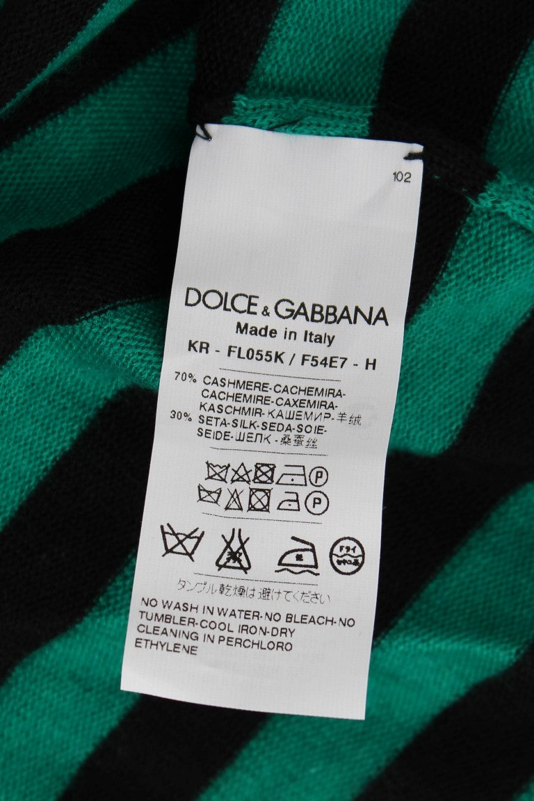 Dolce & Gabbana Green Black Silk Cashmere Sweater Dolce & Gabbana