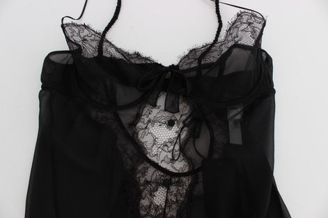 Dolce & Gabbana Black Silk Lace Babydoll Lingerie Top Dolce & Gabbana