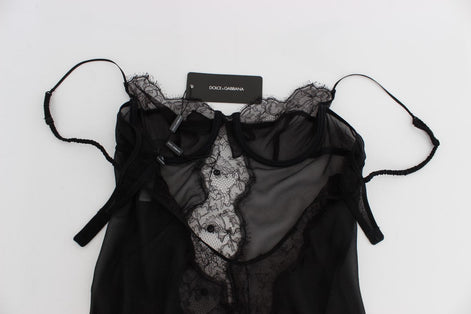 Dolce & Gabbana Black Silk Lace Babydoll Lingerie Top Dolce & Gabbana
