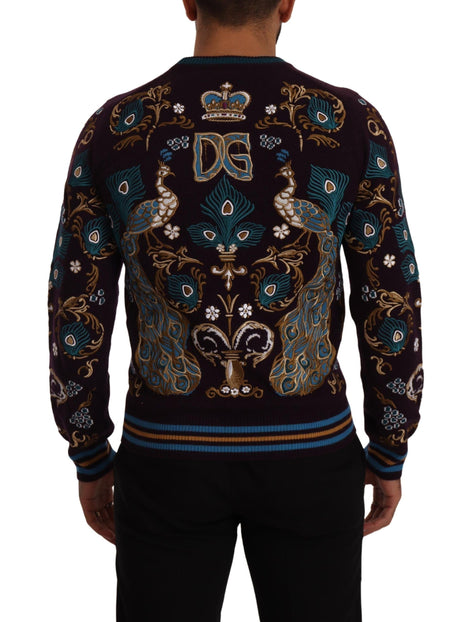 Dolce & Gabbana Bordeaux Cashmere DG Crown Embroidered Sweater Dolce & Gabbana