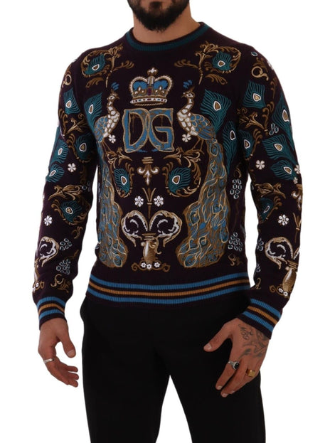 Dolce & Gabbana Bordeaux Cashmere DG Crown Embroidered Sweater Dolce & Gabbana
