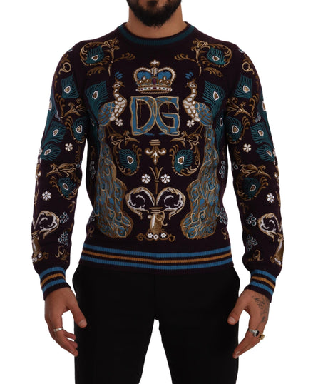 Dolce & Gabbana Bordeaux Cashmere DG Crown Embroidered Sweater Dolce & Gabbana