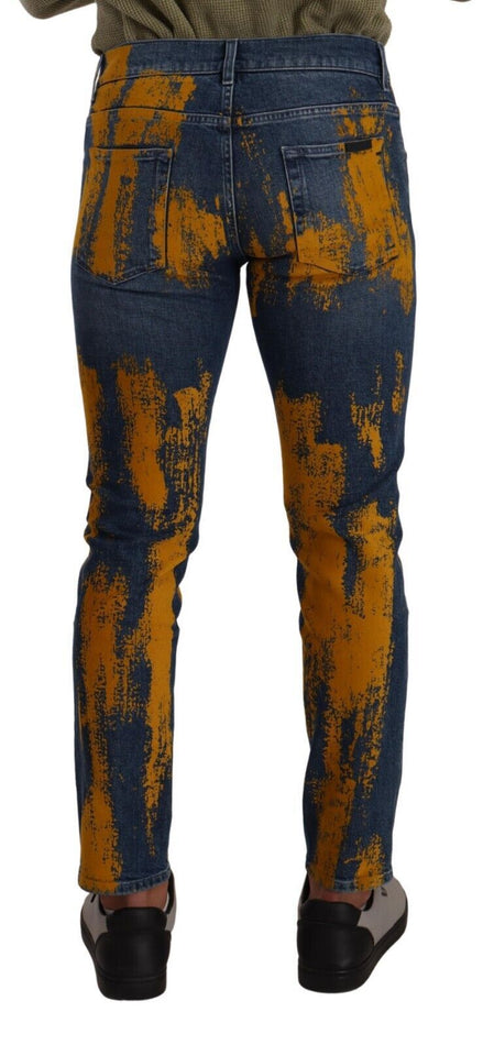 Dolce & Gabbana Blue Yellow Dye Cotton Skinny Men Denim Jeans Dolce & Gabbana