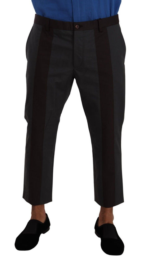 Dolce & Gabbana Gray Bordeaux Striped Cropped Trouser Pants Dolce & Gabbana