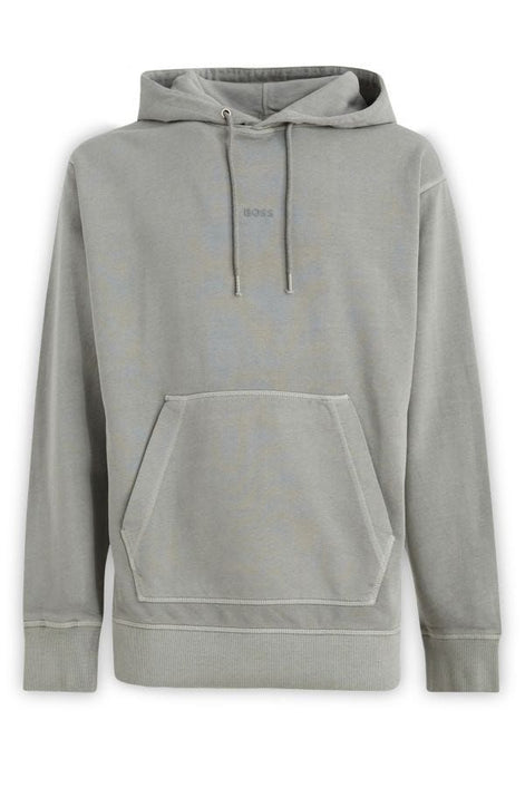 Hugo Boss Grey Cotton Logo Details Hooded Sweatshirt Hugo Boss