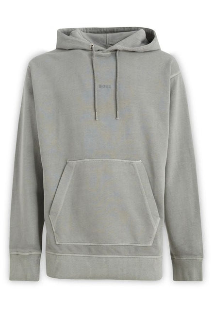 Hugo Boss Grey Cotton Logo Details Hooded Sweatshirt Hugo Boss