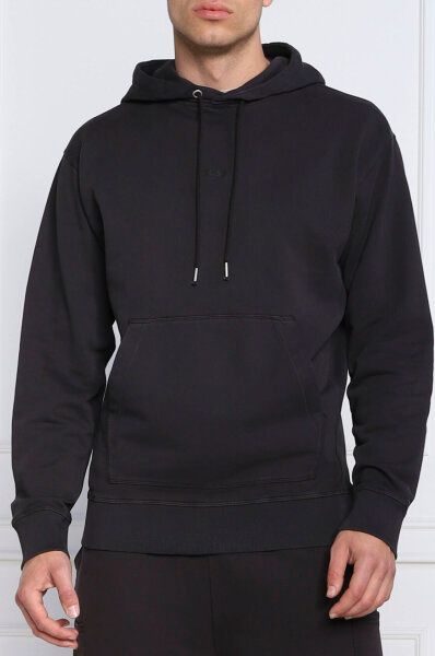 Hugo Boss Dark Blue Cotton Logo Details Hooded Sweatshirt Hugo Boss