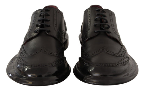Dolce & Gabbana Black Leather Oxford Wingtip Formal Derby Shoes Dolce & Gabbana