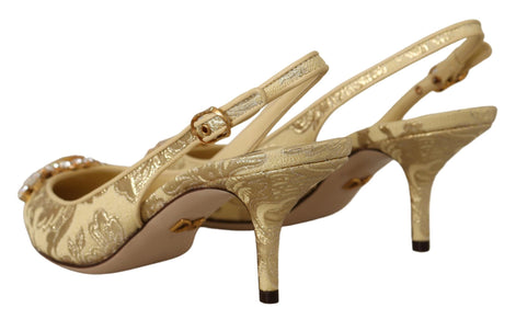 Dolce & Gabbana Gold Crystal Slingbacks Pumps Heels Shoes Dolce & Gabbana
