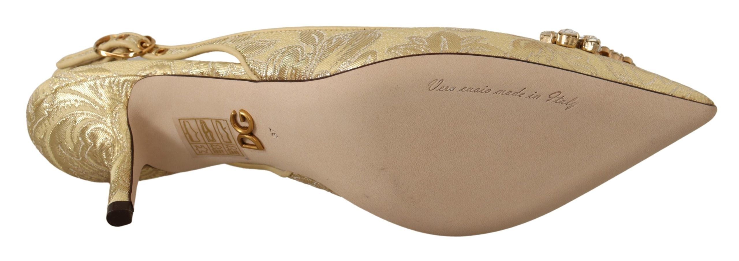 Dolce & Gabbana Gold Crystal Slingbacks Pumps Heels Shoes Dolce & Gabbana