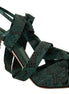 Dolce & Gabbana Green Python Strap Sandals Heels Shoes Dolce & Gabbana