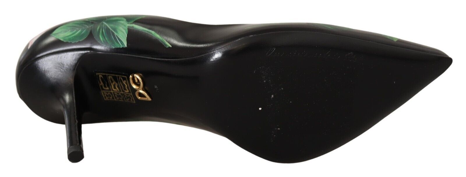 Dolce & Gabbana Black Leather Roses High Heels Pumps Shoes Dolce & Gabbana