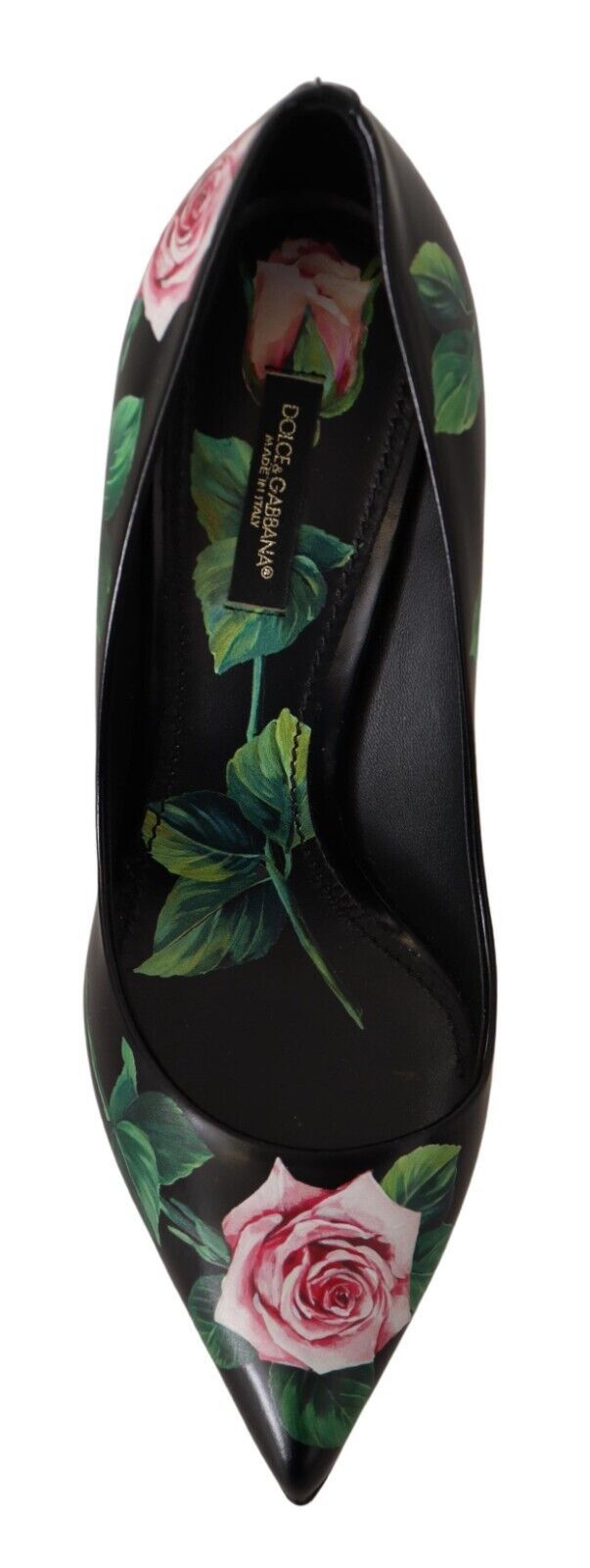 Dolce & Gabbana Black Leather Roses High Heels Pumps Shoes Dolce & Gabbana