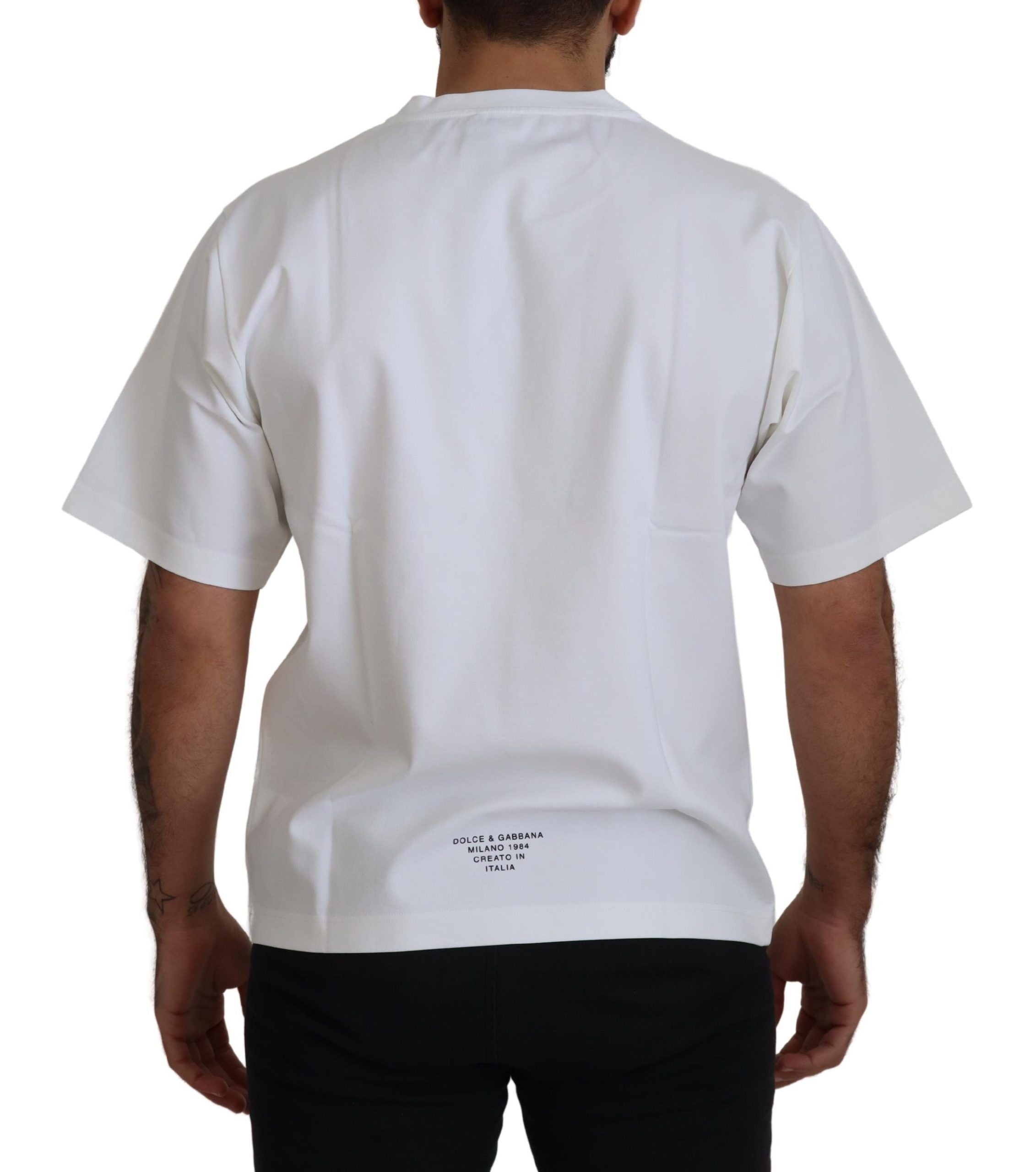 Dolce & Gabbana White Logo Print Cotton Crewneck T-shirt Dolce & Gabbana
