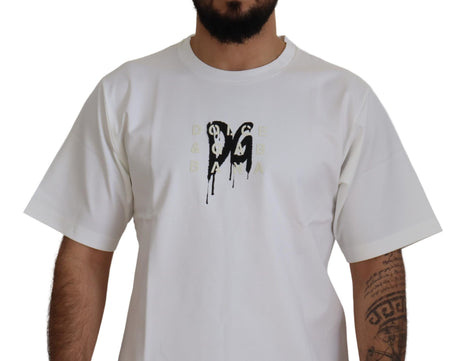 Dolce & Gabbana White Logo Print Cotton Crewneck T-shirt Dolce & Gabbana