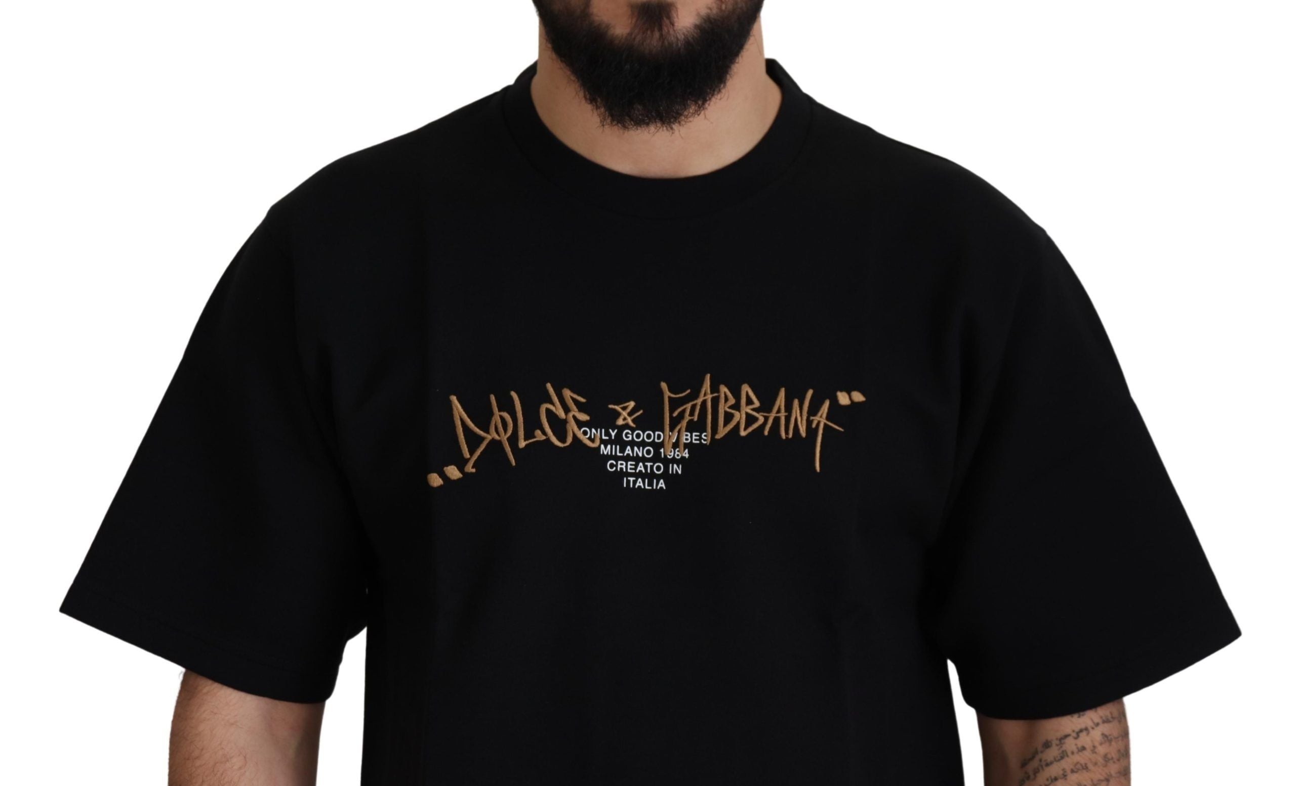 Dolce & Gabbana Black Logo Cotton Crewneck T-shirt Dolce & Gabbana