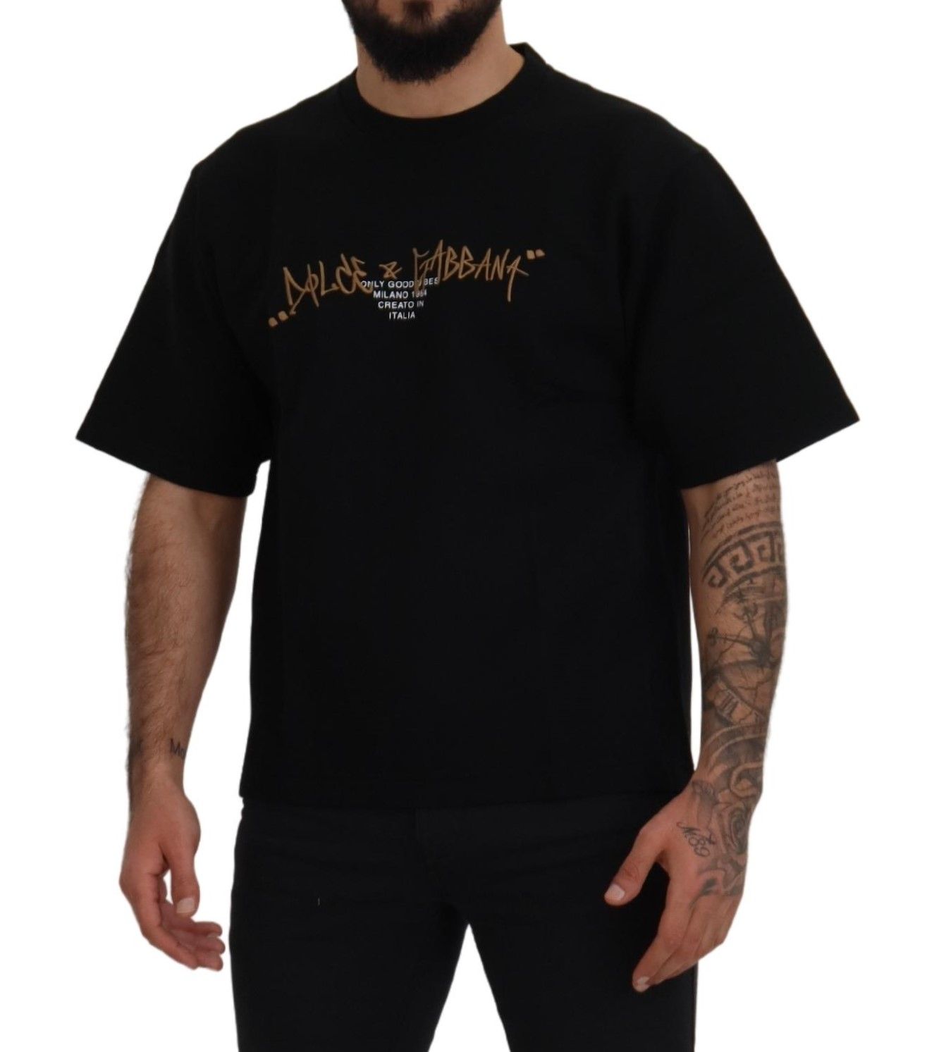 Dolce & Gabbana Black Logo Cotton Crewneck T-shirt Dolce & Gabbana