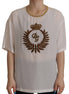 Dolce & Gabbana White Silk Gold DG Crown Crystal Blouse Top Dolce & Gabbana