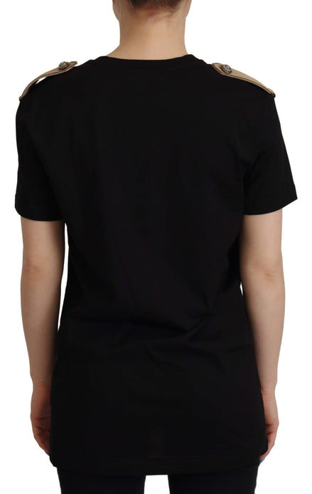 Dolce & Gabbana Black Logo Motive Crewneck Cotton T-shirt Dolce & Gabbana