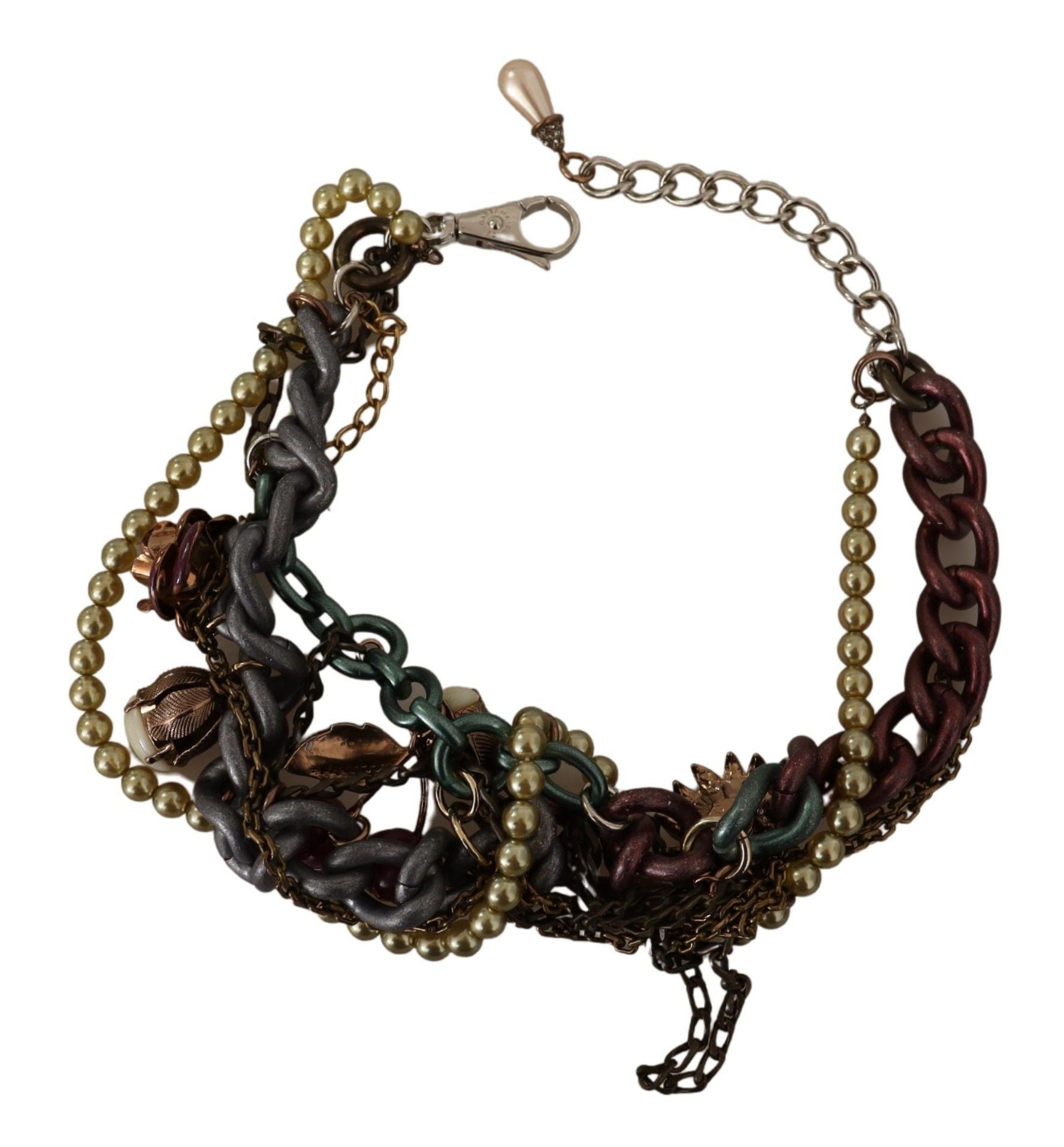 Dolce & Gabbana Gold Brass Sicily Floral Crystal Statement Necklace Dolce & Gabbana