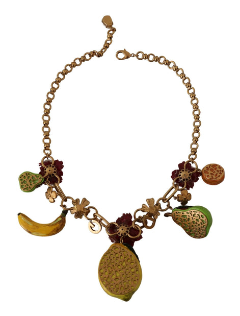 Dolce & Gabbana Gold Brass Sicily Fruits Roses Statement Necklace Dolce & Gabbana
