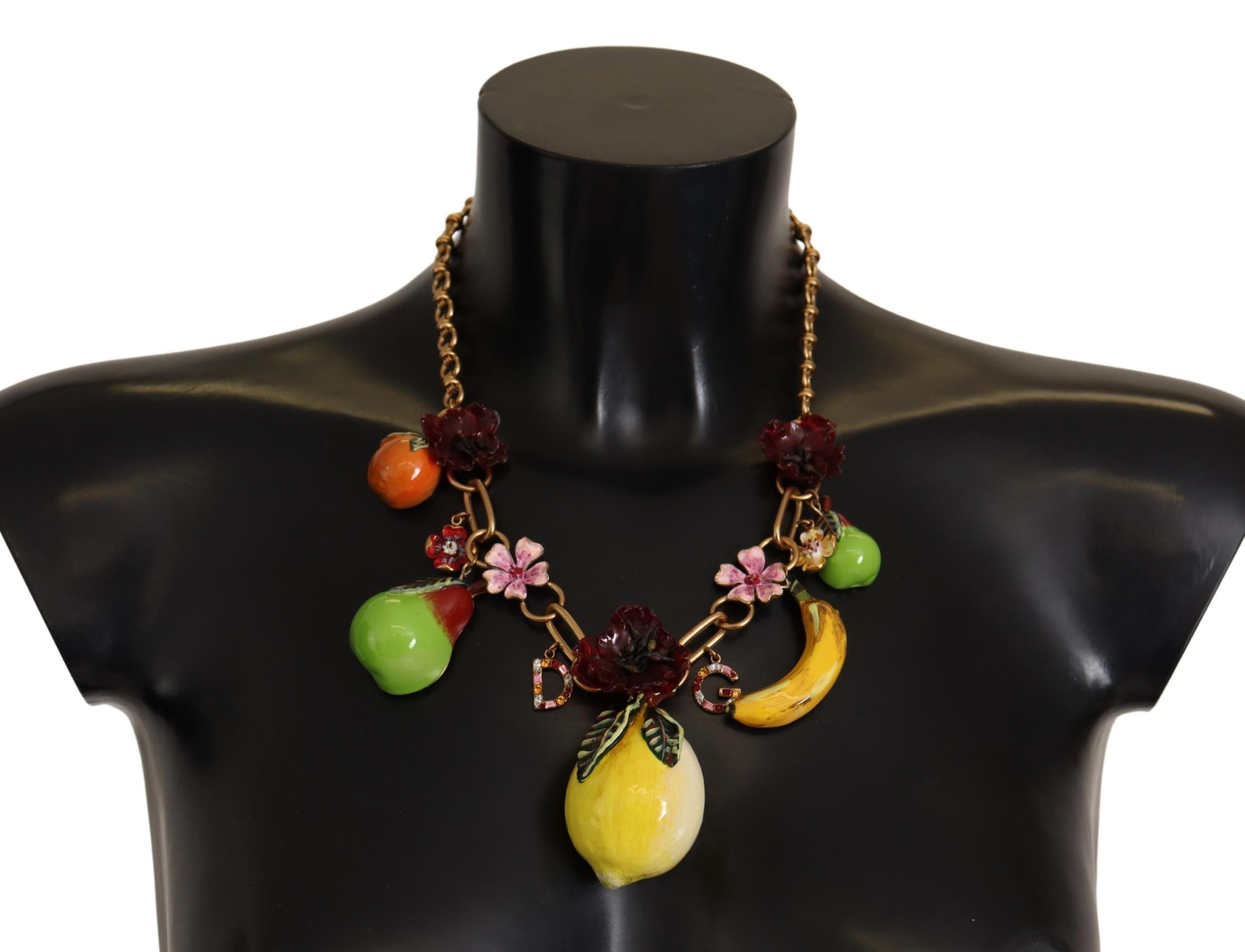 Dolce & Gabbana Gold Brass Sicily Fruits Roses Statement Necklace Dolce & Gabbana