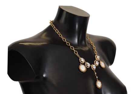 Dolce & Gabbana Gold Clock Statement Crystal Chain Necklace Dolce & Gabbana