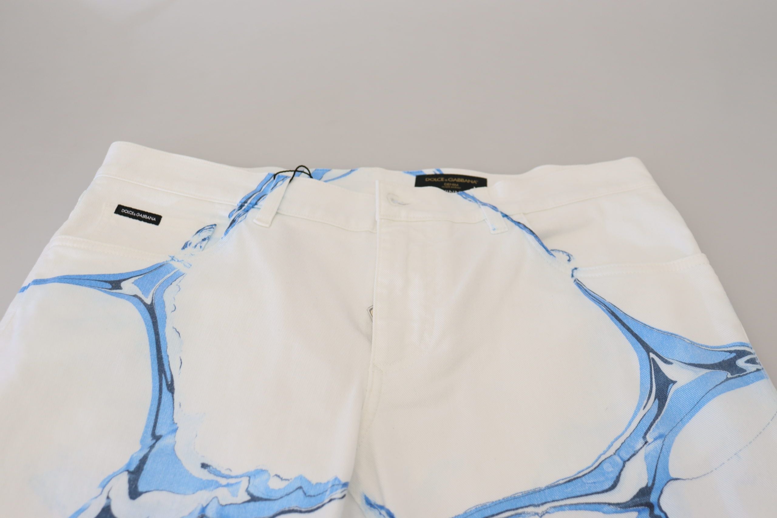 Dolce & Gabbana White Blue Denim Cotton Jeans Stretch Skinny Fit Pant Dolce & Gabbana