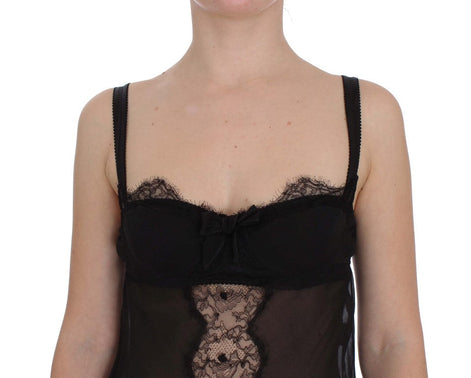 Dolce & Gabbana Black Silk Floral Lace Lingerie Top Dolce & Gabbana